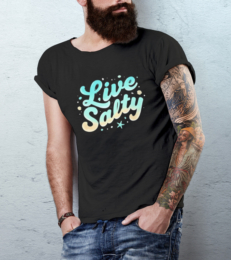Live Salty Sea Lovers Ocean Vibes Starfish Shells T-Shirt