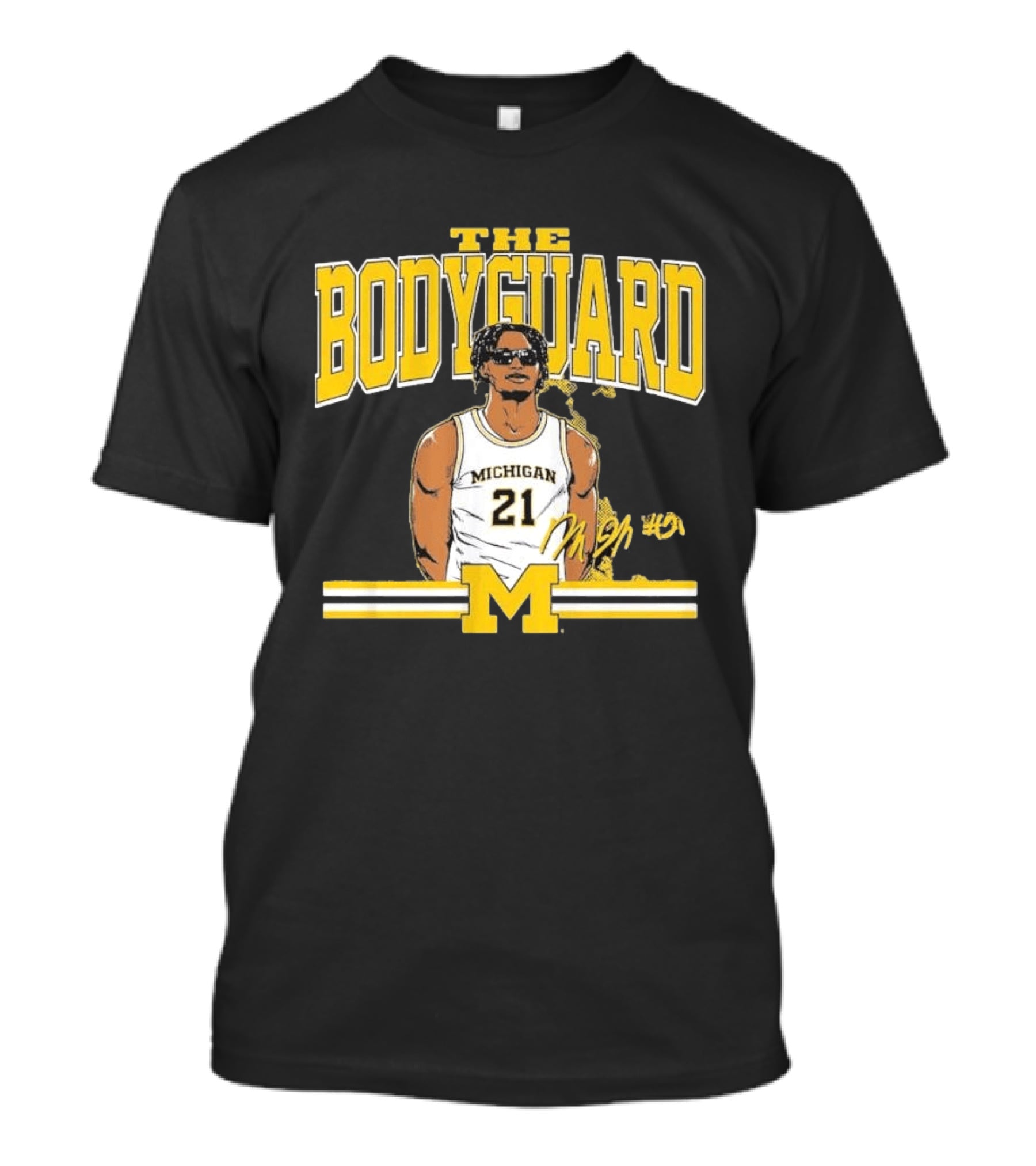 The Bodyguard Michigan Basketball 21 Morez Johnson Jr. T-Shirt