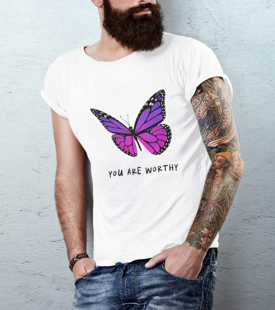 You Are Worthy Butterfly Purple Pink T-Shirt