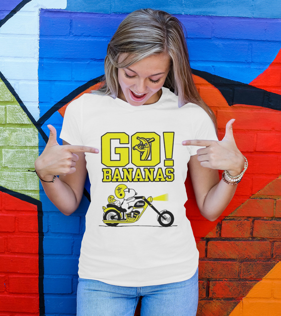Snoopy Woodstock Go Bananas Motorcycle Savannah Bananas T-Shirt