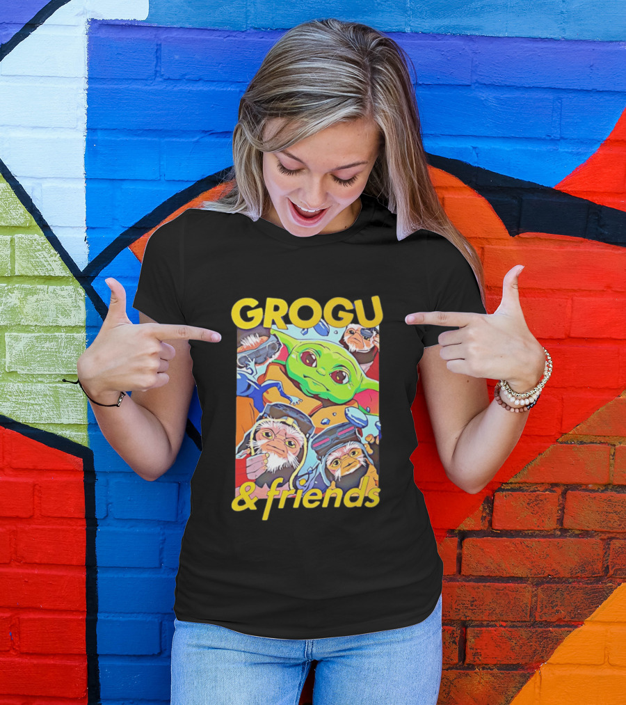 Grogu And Friends Mandalorian Movie Characters T-Shirt