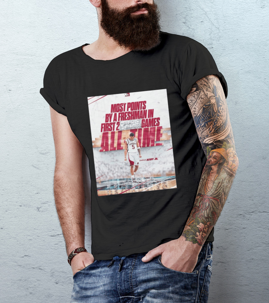 Darius Acuff Jr Most Points By A Freshman March Madness 2026 Arkansas Razorbacks Basketball T-Shirt