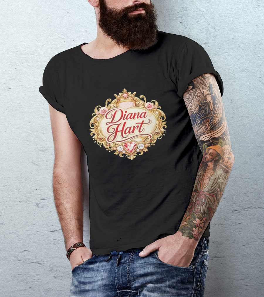 Diana Hart Royal Emblem With Ornate Crown And Heart T-Shirt
