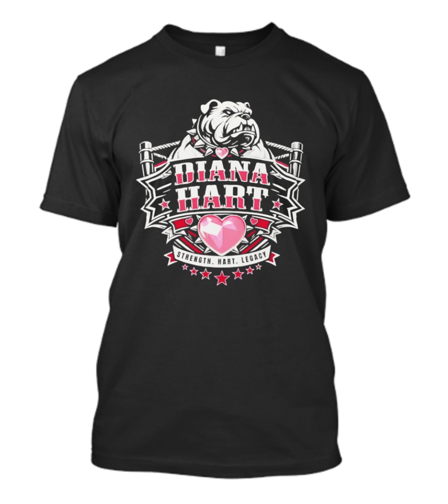 Diana Hart Bulldog Pink Heart Legacy Stars T-Shirt