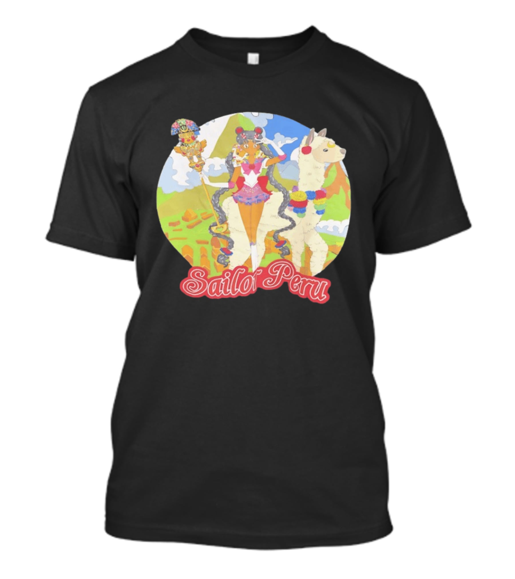 Sailor Moon Sailor Peru Anime Crossover With Llama And Traditional Peruvian T-Shirt