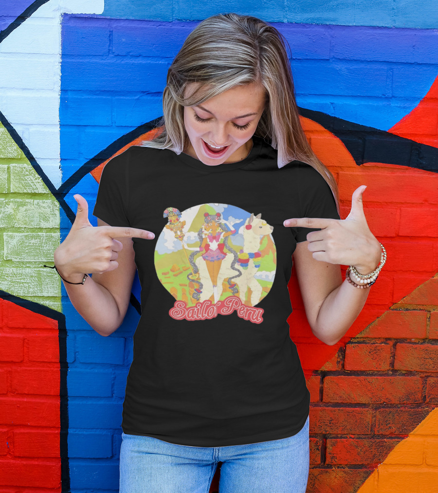 Sailor Moon Sailor Peru Anime Crossover With Llama And Traditional Peruvian T-Shirt