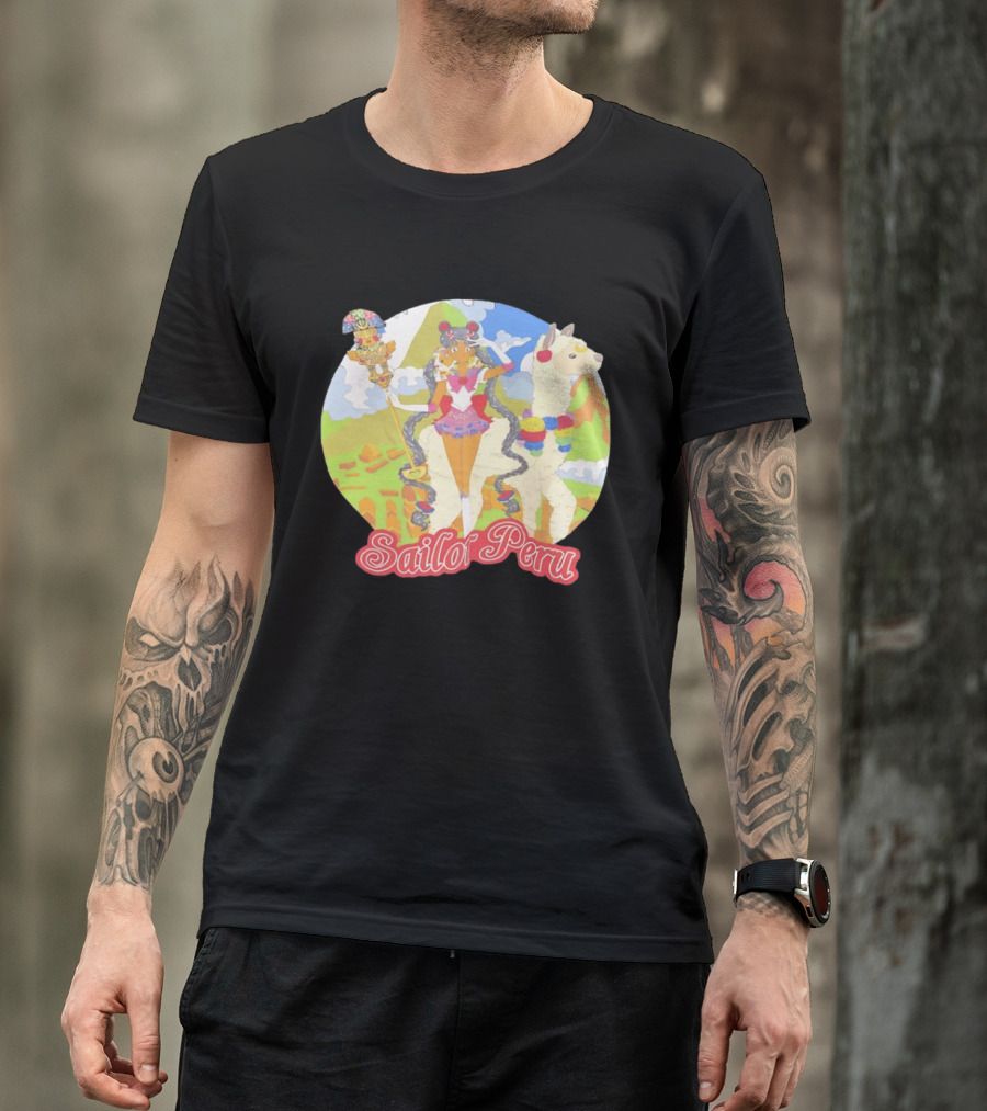 Sailor Moon Sailor Peru Anime Crossover With Llama And Traditional Peruvian T-Shirt
