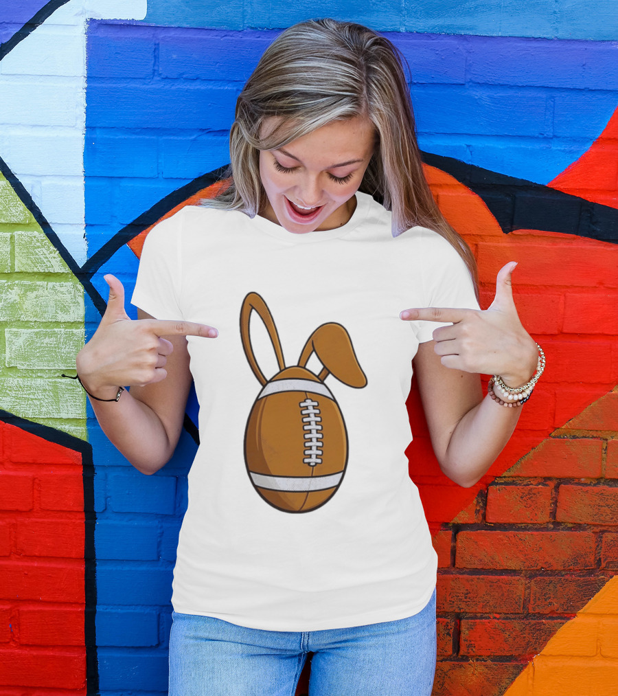 Easter Bunny Ears Football Egg Happy Easter T-Shirt