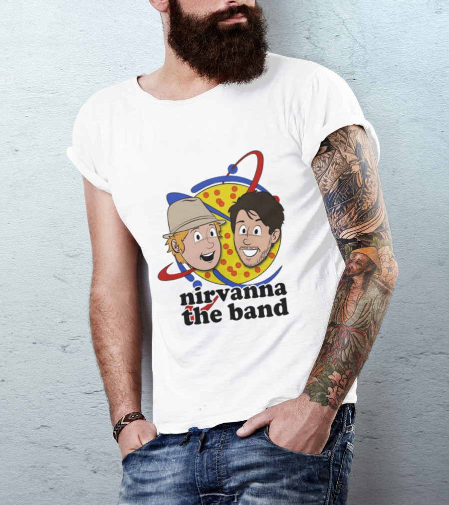 Nirvanna The Band Cartoon Characters With Animated Planetary T-Shirt