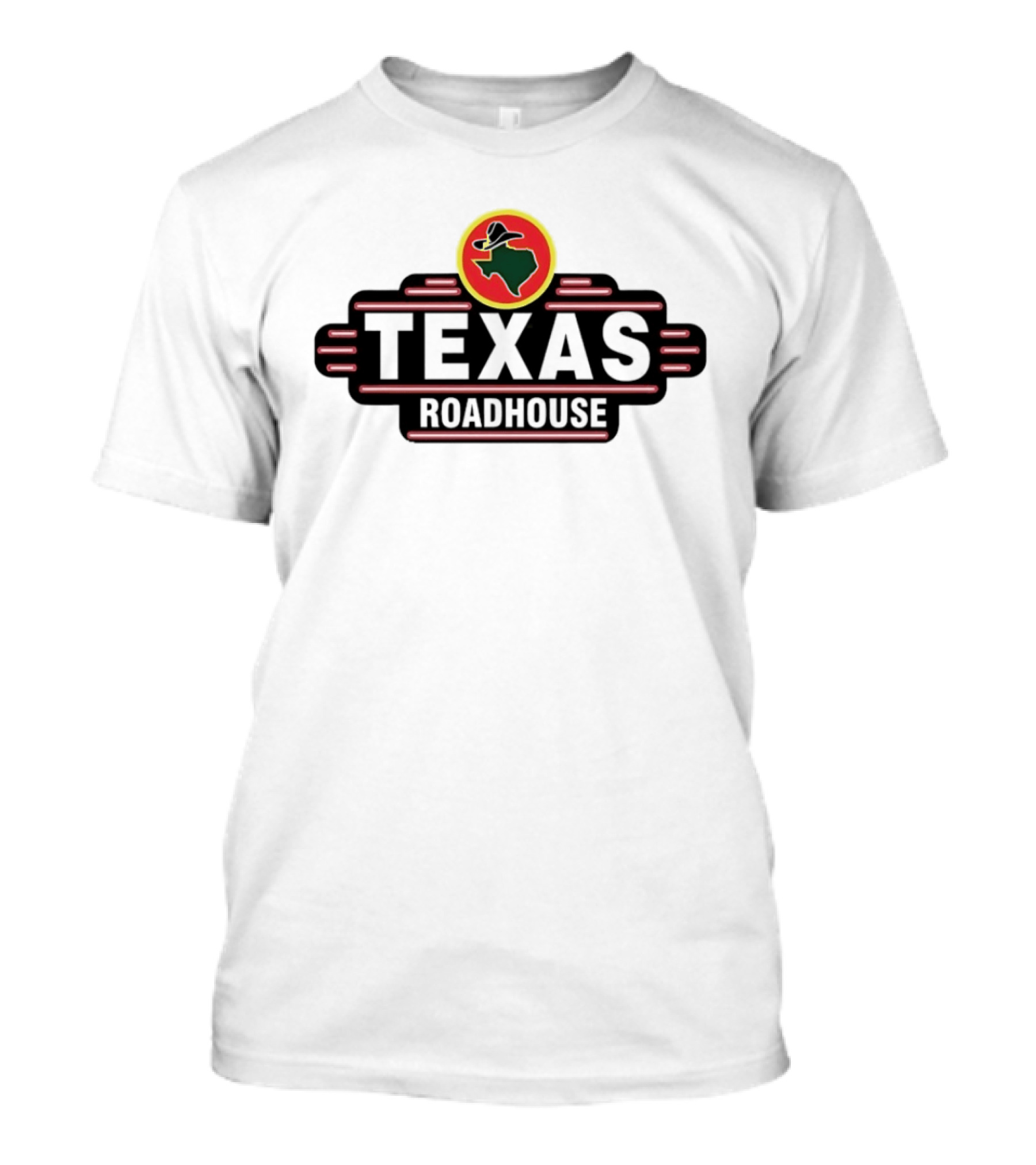 Texas Roadhouse Neon Western Logo Cowboy Hat State Shape T-Shirt