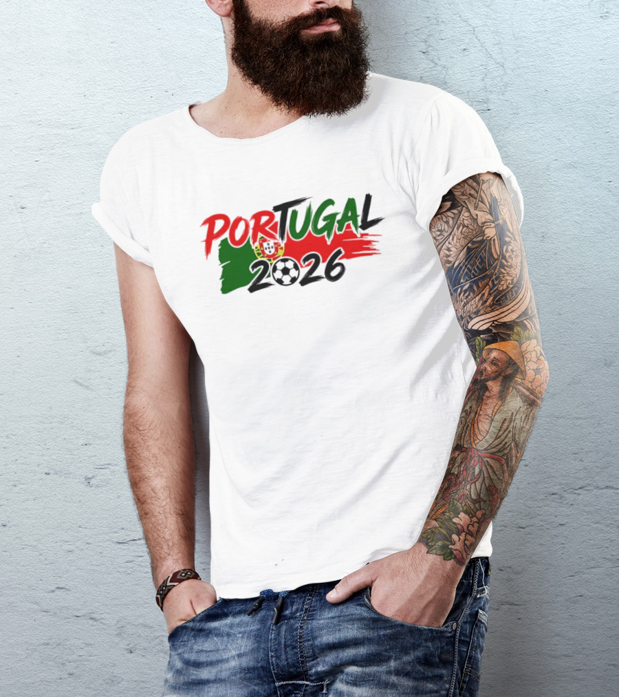 Portugal 2026 World Cup National Team Soccer Flag Crest T-Shirt