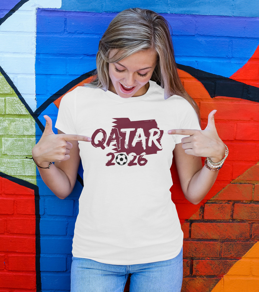 Qatar 2026 Soccer Celebration With Football T-Shirt