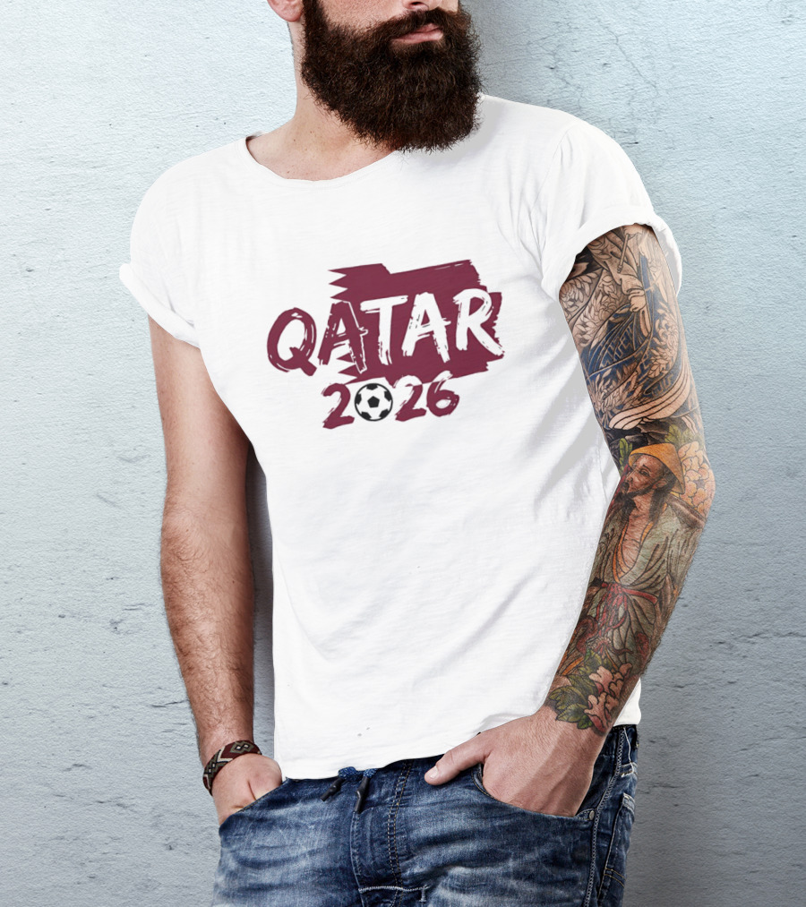 Qatar 2026 Soccer Celebration With Football T-Shirt
