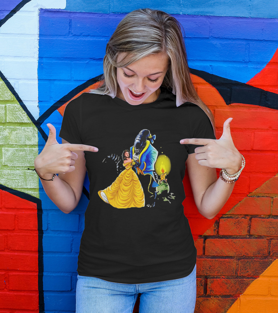 Belle Beauty And The Xenomorph Alien Monster Dance Candelabra T-Shirt
