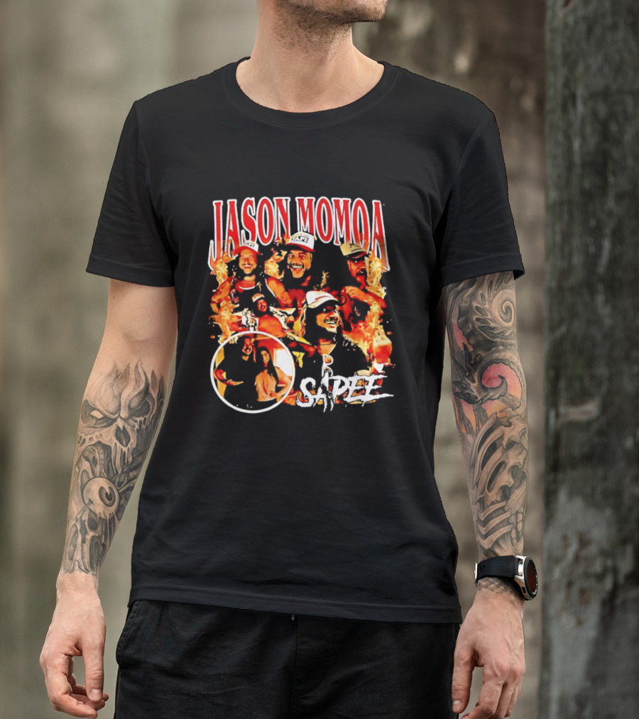 Jason Momoa Sapee Blazing Fire Faces T-Shirt