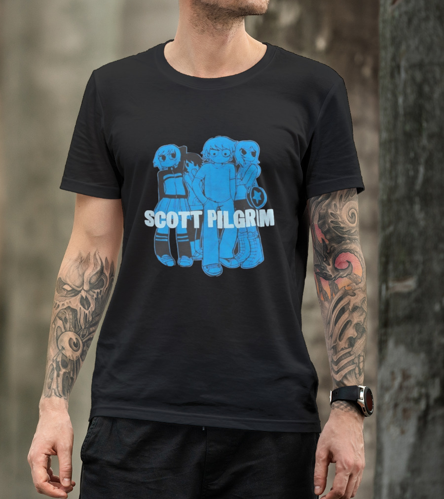 Scott Pilgrim Characters Group Blue T-Shirt