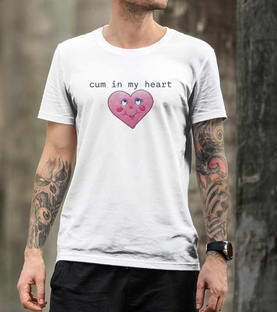 Cum In My Heart Pink Cartoon Style Cute Face T-Shirt