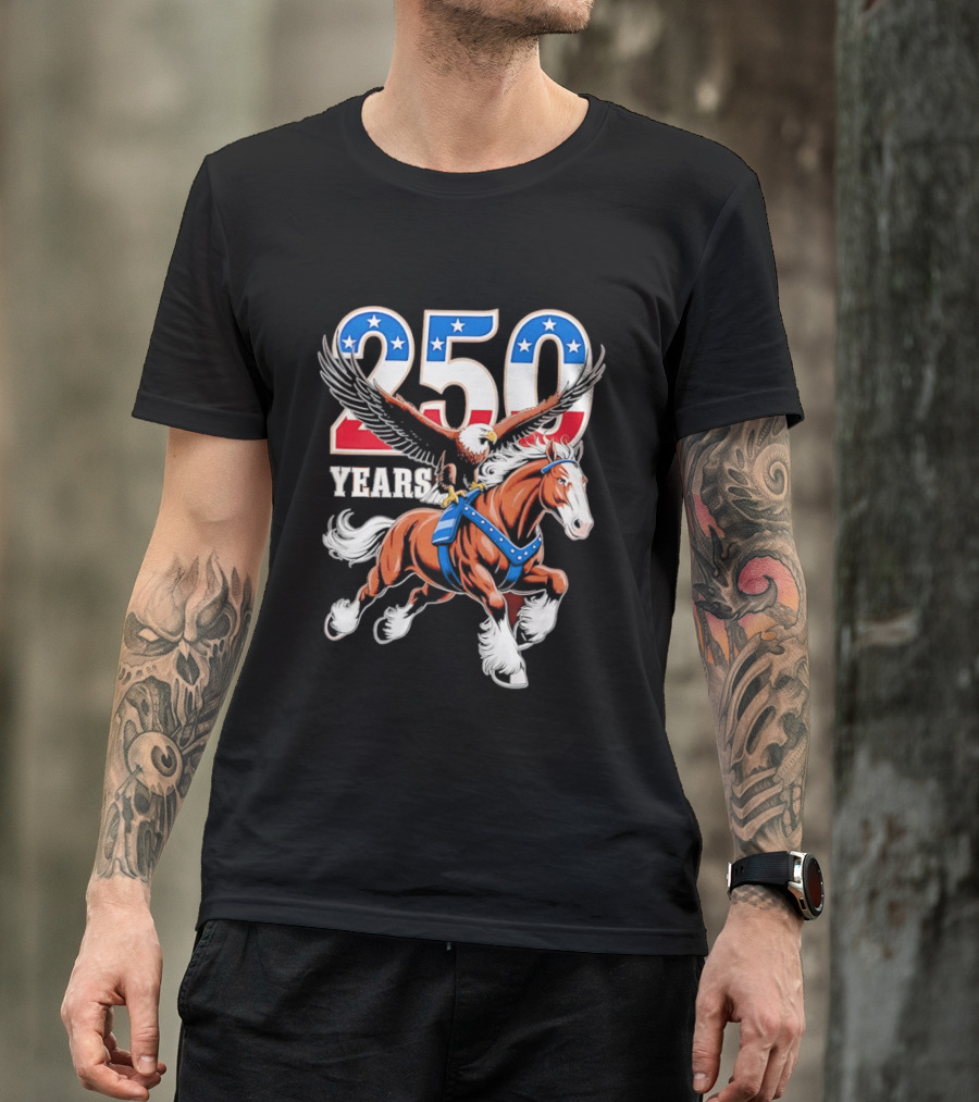 250 Years American Eagle Horse Patriotic Celebration T-Shirt