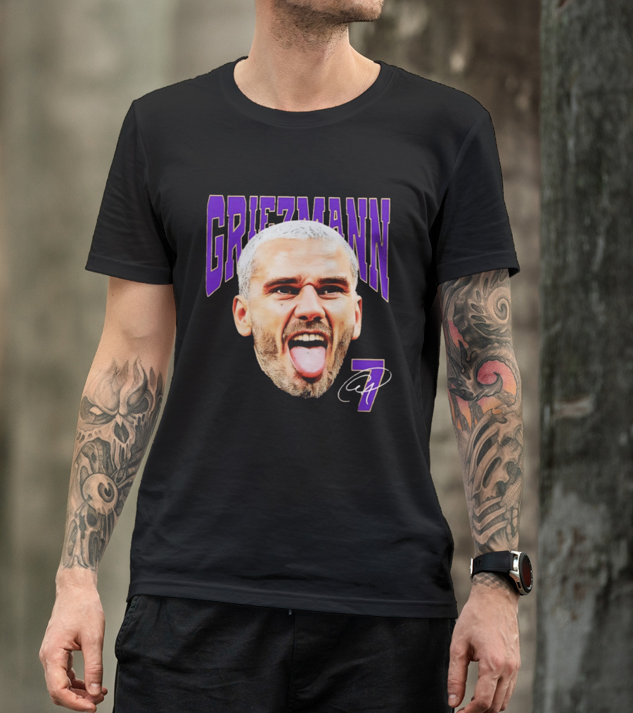 Antoine Griezmann Expression Purple Text Number 7 T-Shirt