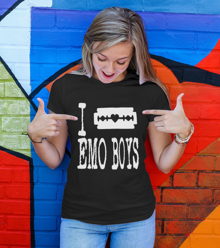 I Heart Emo Boys Razor Blade Icon Emo Subculture T-Shirt