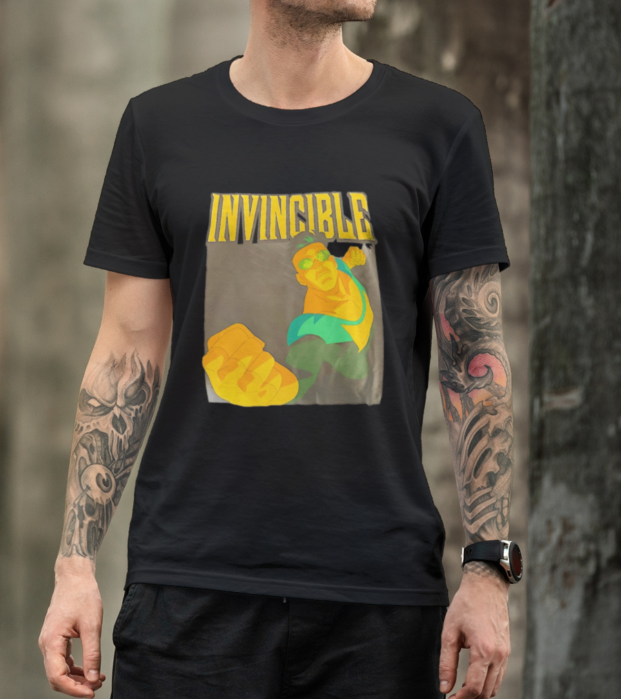 Invincible Superhero Bold Fist Action Pose T-Shirt