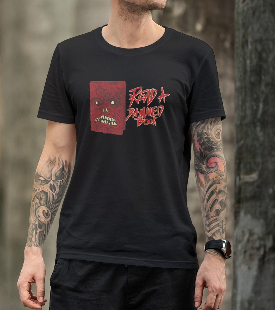 Read A Damned Book Creepy Red Monster Face T-Shirt