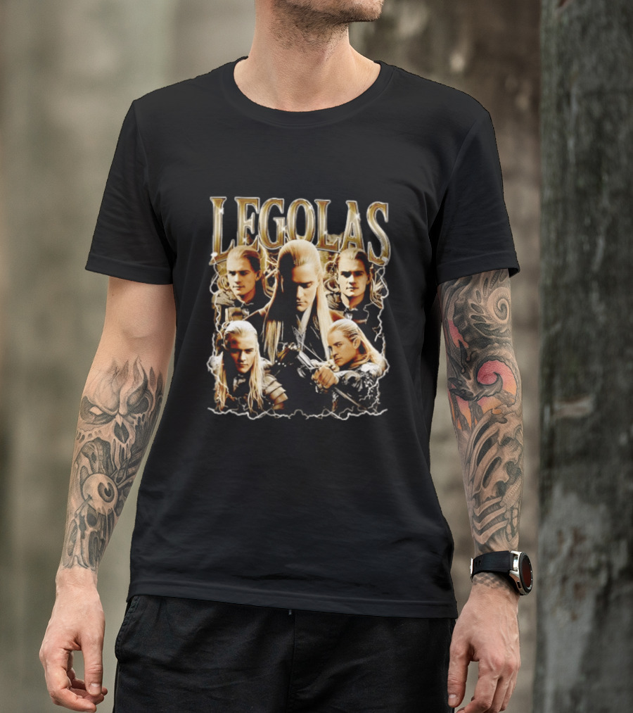 Legolas Character Collage From Lord Of The Rings T-Shirt