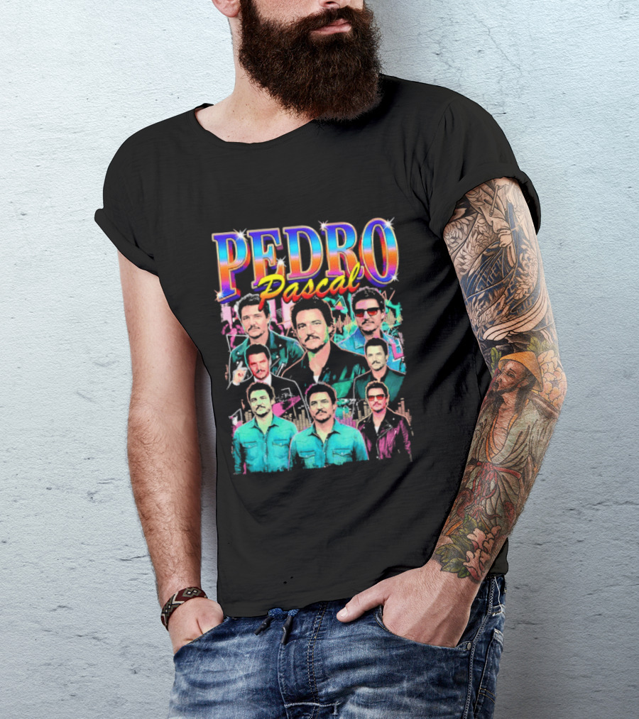 Pedro Pascal Multicolored Collage Actor T-Shirt