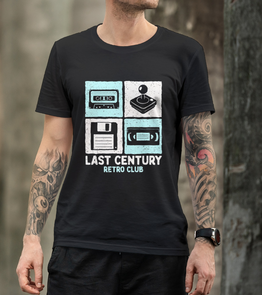 Last Century Retro Club Cassette Tape Joystick Floppy Disk Video Tape T-Shirt