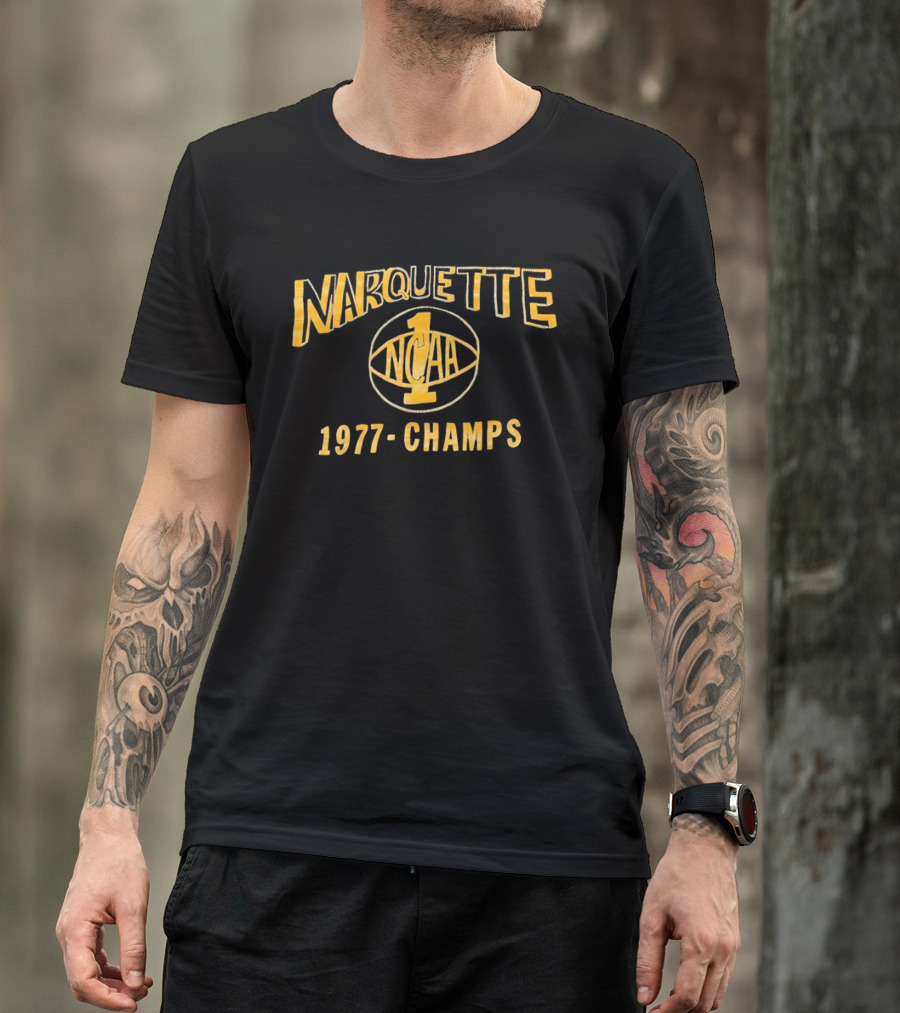Marquette NCAA 1977 Champs Warriors 1 Basketball T-Shirt