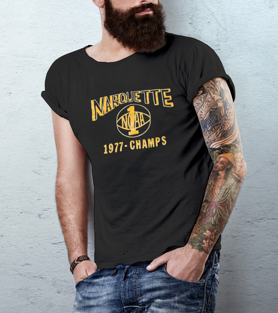 Marquette NCAA 1977 Champs Warriors 1 Basketball T-Shirt