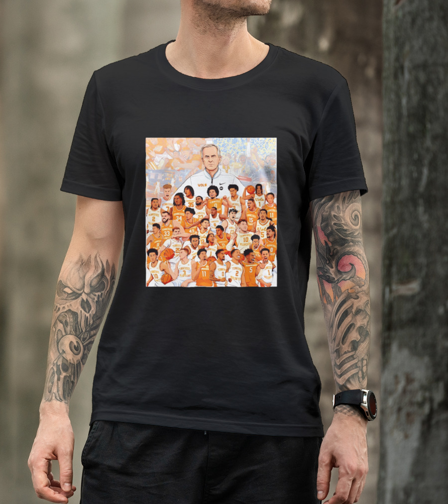 Tennessee Volunteers Basketball Team Illustration Coach Vols Players T-Shirt