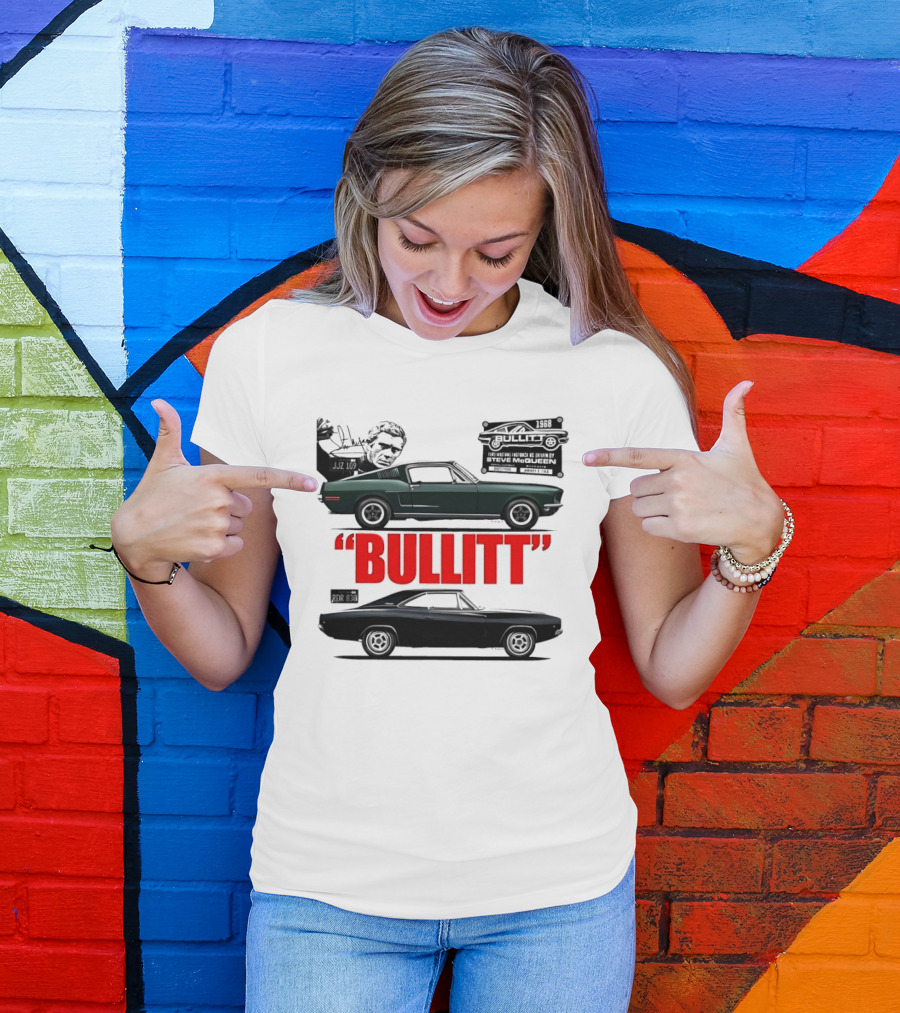 Bullitt 1968 Frank Bullitt Ford Mustang GT Green Highland Dodge Charger T-Shirt