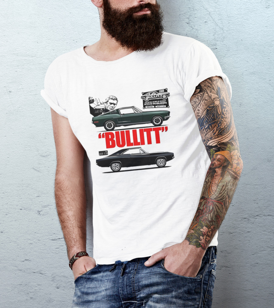 Bullitt 1968 Frank Bullitt Ford Mustang GT Green Highland Dodge Charger T-Shirt