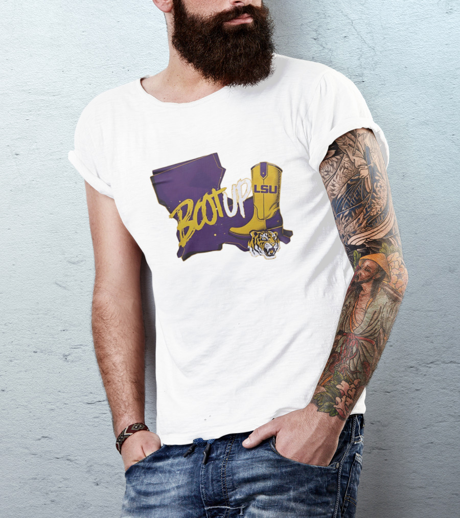 Welcome Home Coach Will Wade Boot Up LSU Tigers Louisiana Map And Boot With LSU Logo And Tiger Head T-Shirt