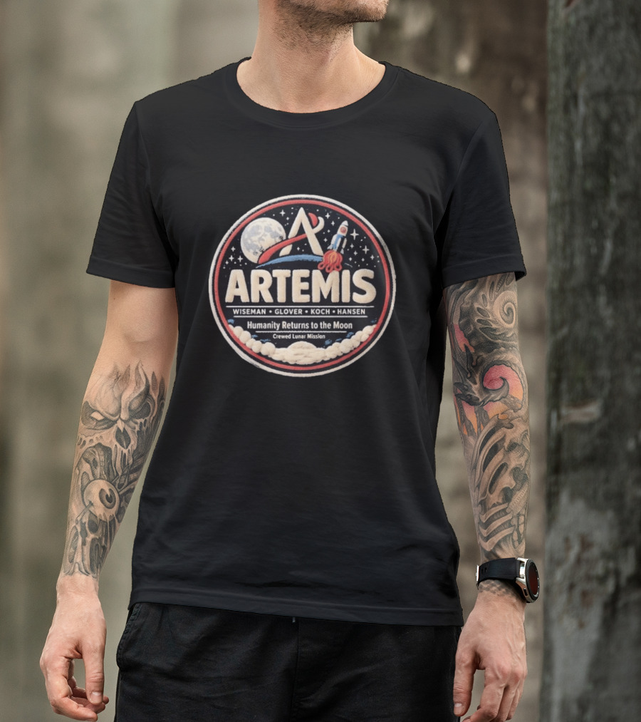 Artemis 2 Mission Faux Lunar Patch NASA T-Shirt