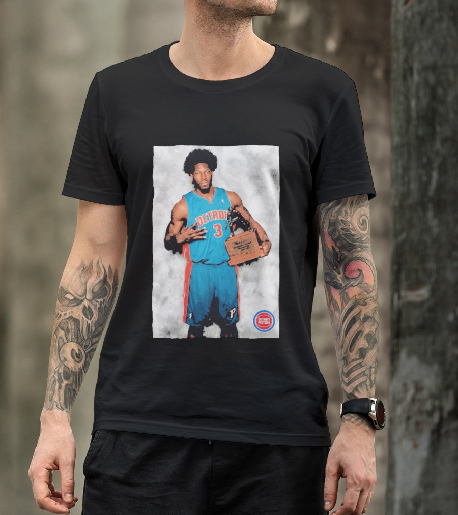 Ben Wallace Detroit Pistons Number 3 Defensive Player Of The Year MVP Recognition T-Shirt