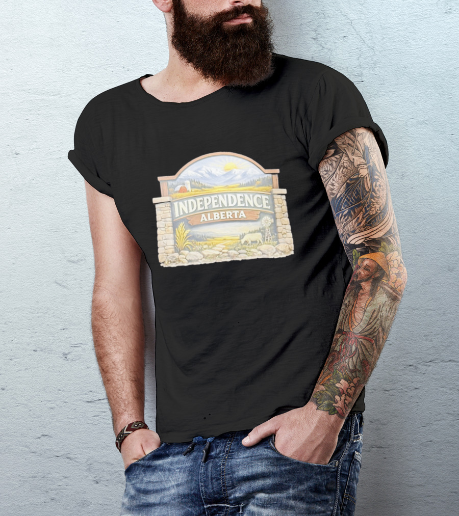 Independence Alberta Rural Landscape Sign Farm Scene T-Shirt