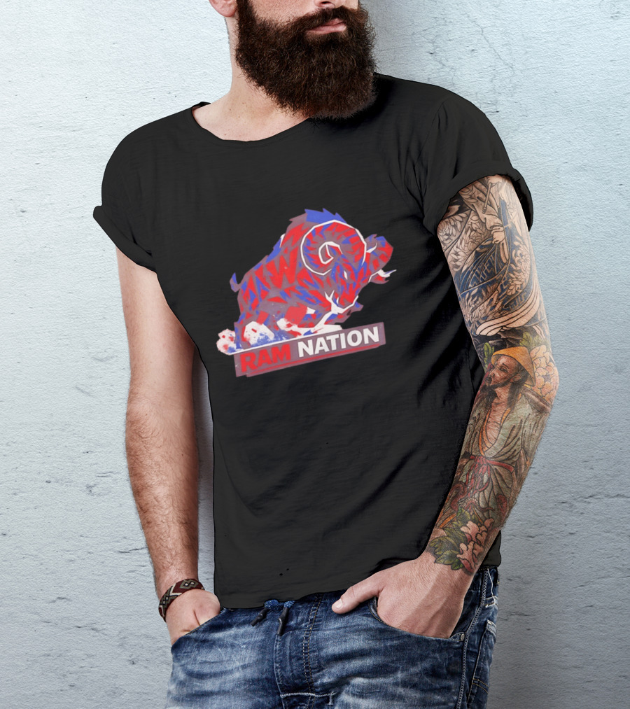 Ram Nation Red Blue Charging Ram T-Shirt