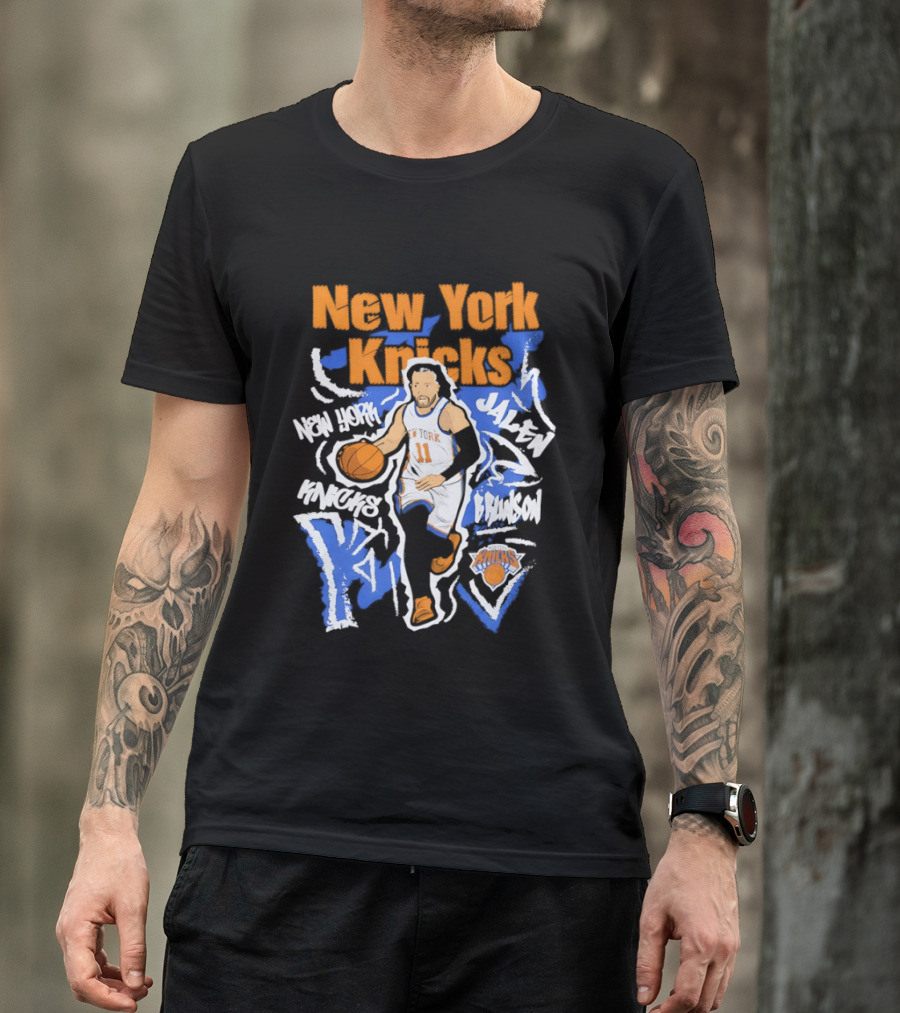 New York Knicks Jalen Brunson 11 Basketball NBA Player Cartoon T-Shirt