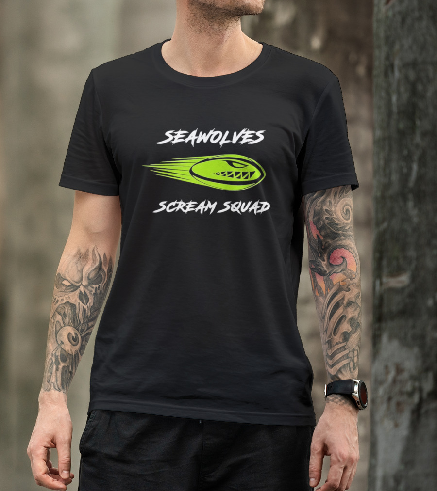 Seawolves Scream Squad Rugby Branding Lime Green Fierce T-Shirt