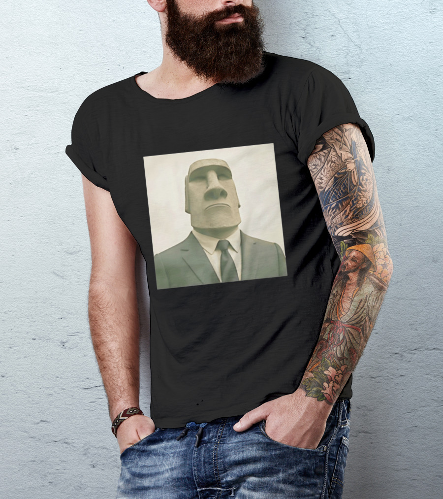 Moai Statue Wearing Business Suit T-Shirt