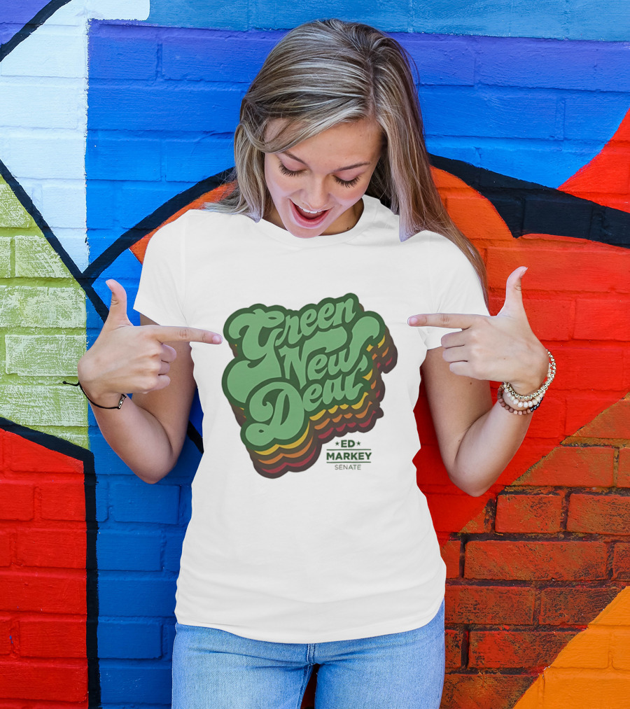 Green New Deal Ed Markey Senate Retro Font T-Shirt
