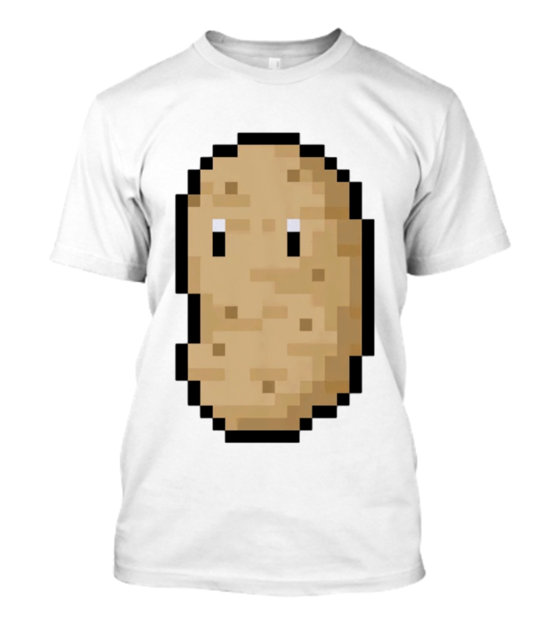Pixelated Potato Meme Block Style Retro Gaming Humor T-Shirt