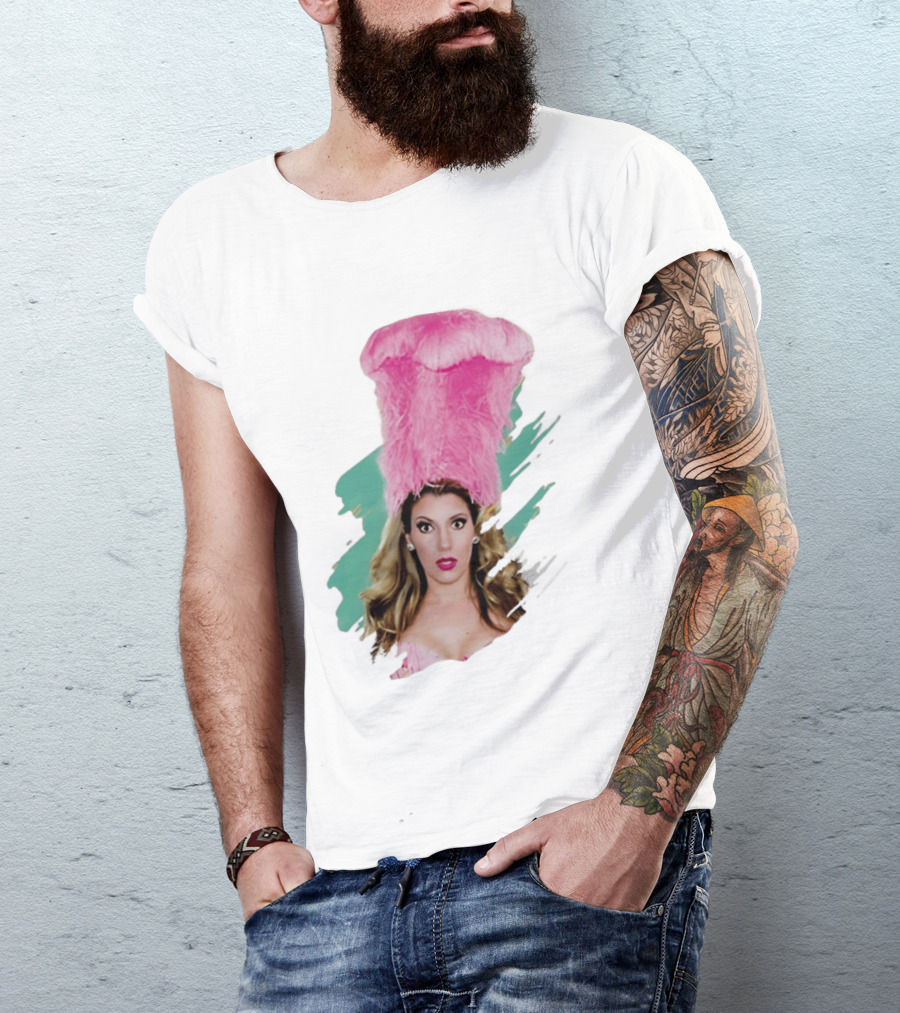 Maren Wade Showgirl Confessions Pink Feather Headdress T-Shirt