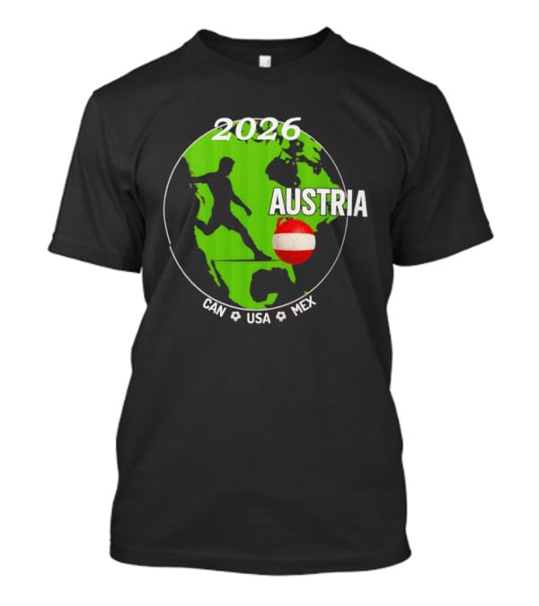 Austria Football 2026 CAN USA MEX World Cup Soccer Map T-Shirt
