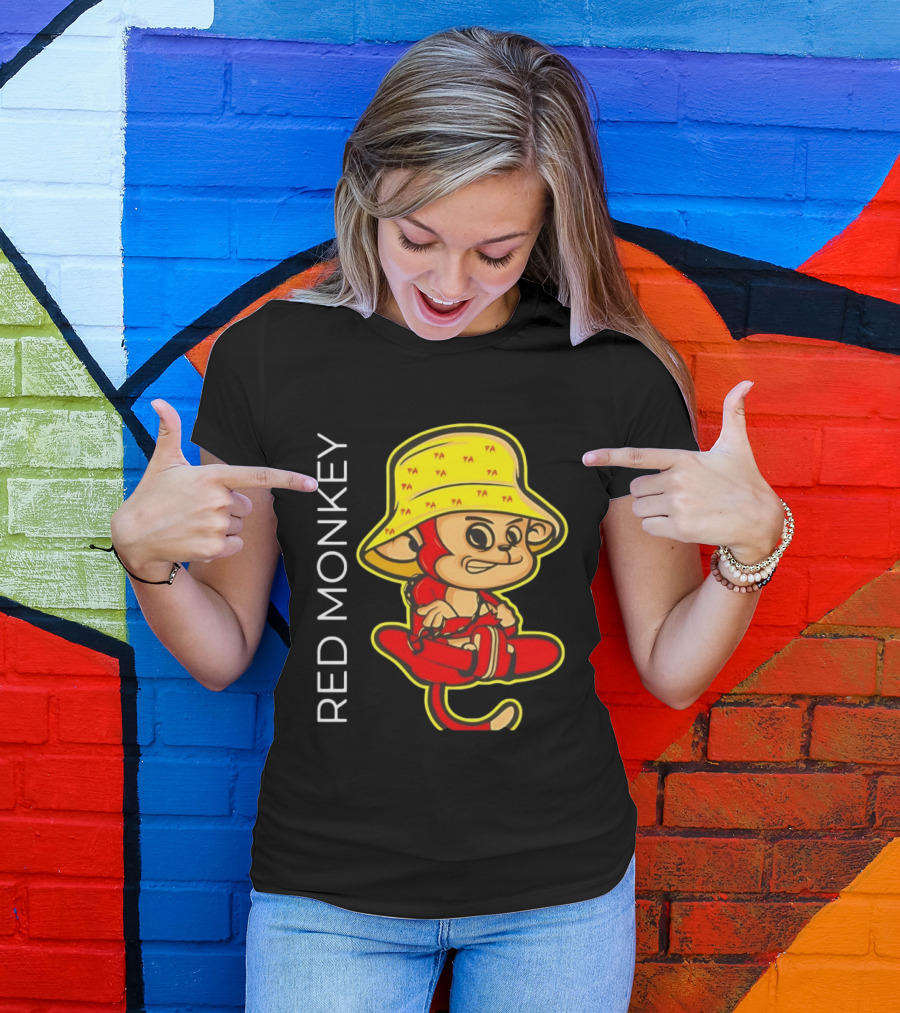 PA Red Monkey Cartoon With Yellow Hat T-Shirt