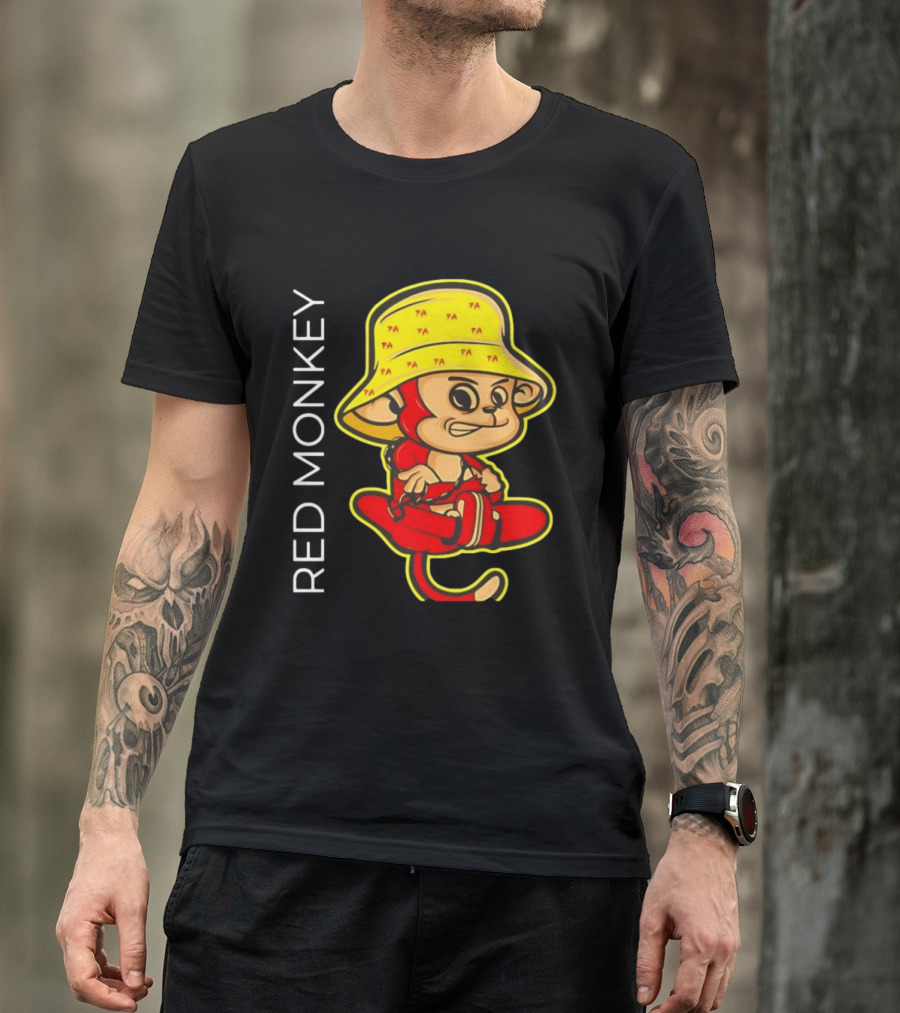 PA Red Monkey Cartoon With Yellow Hat T-Shirt