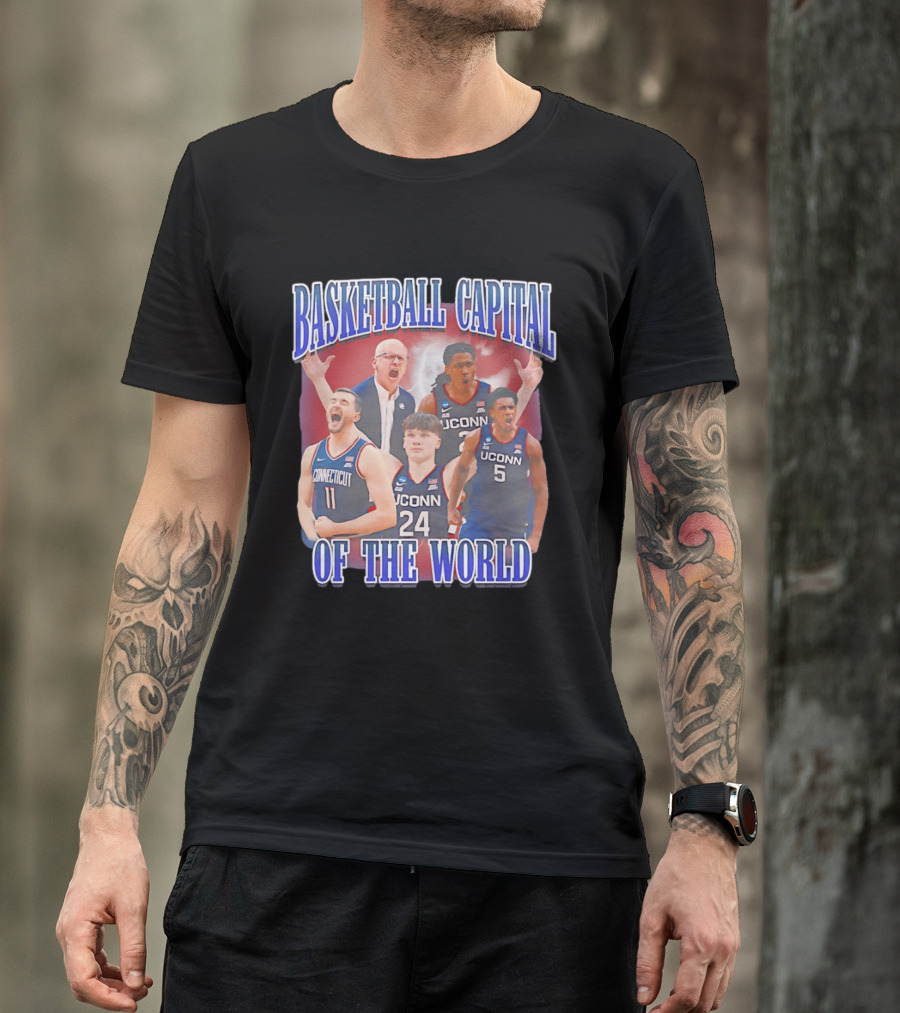 UConn Huskies Basketball Capital Of The World Dan Hurley Players T-Shirt