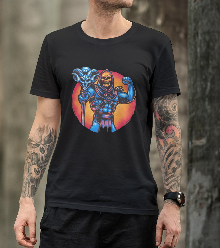 Skeletor Conquer The Universe Iconic Muscular Villain With Ram Staff T-Shirt